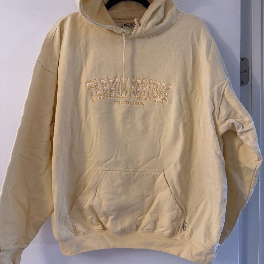 Exist Sports line Embroidered Tarpon Springs Florida Hoodie Sweatshirt Yellow XL